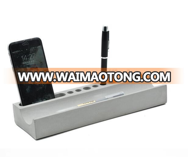 New design Cement office desk organizer with pen & phone holder